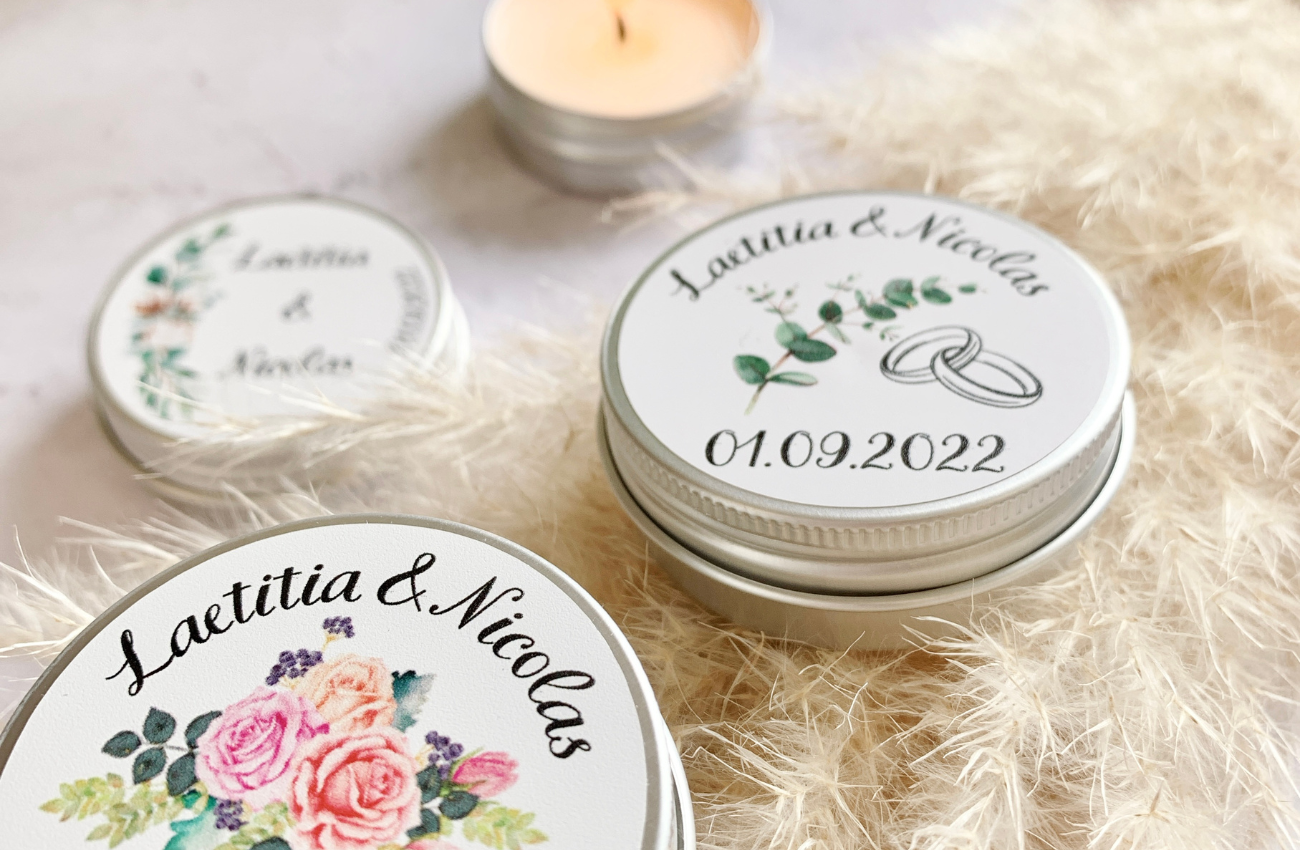 Vente en ligne de bougies à personnaliser pour mariages, baptêmes à Strasbourg en Alsace